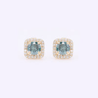 0.99 Ct Round Blue Diamond 14K Gold Earrings