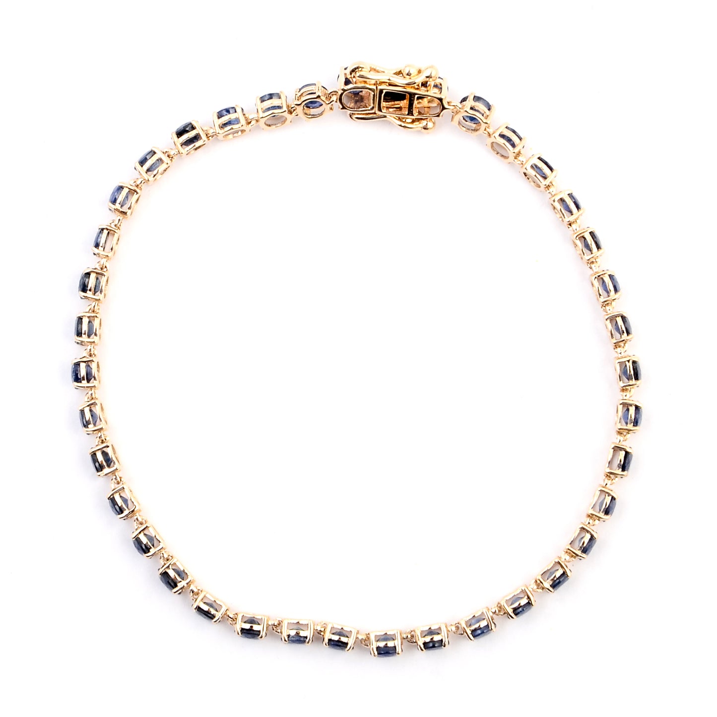 6.71 Ct Round Sapphire 14K Gold Braclet