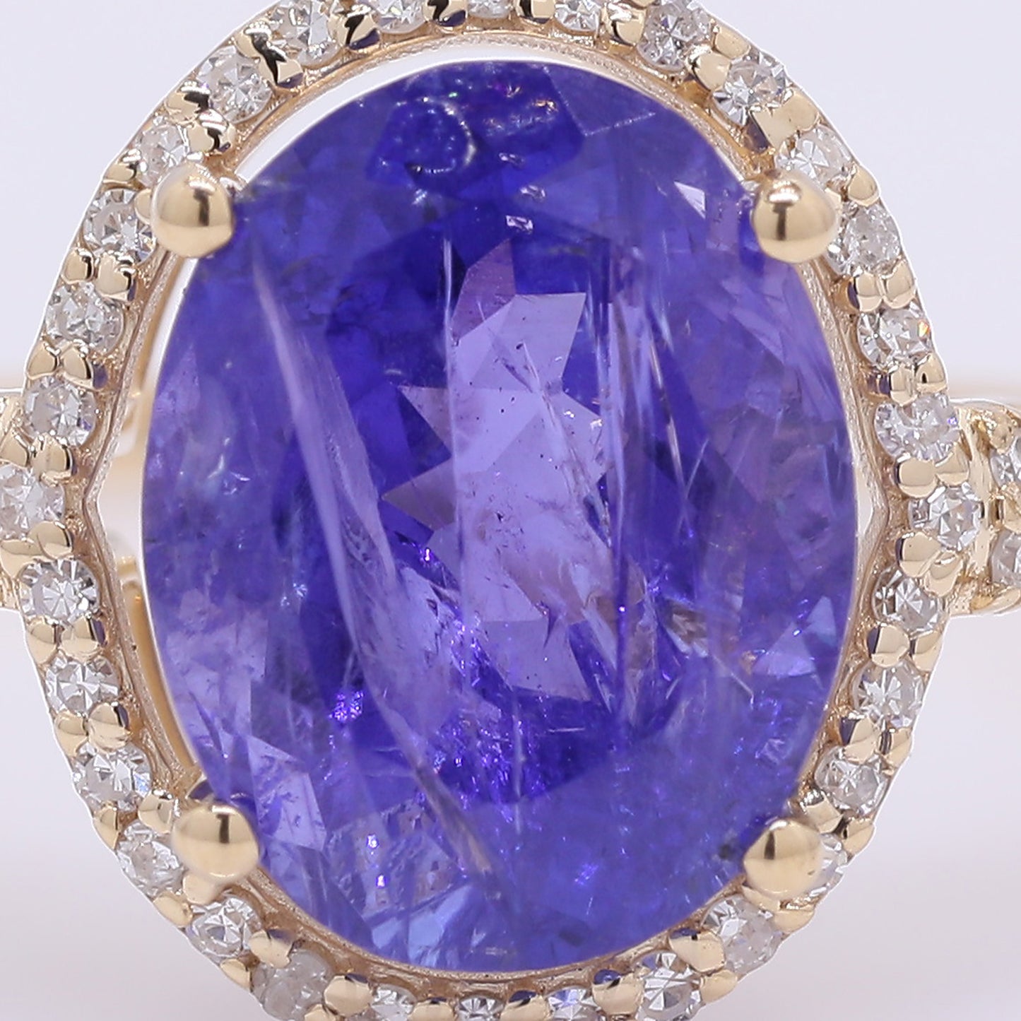 3.40 Ct Oval Mixed Cut Natural Tanzanite 14K Gold Ring
