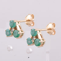 0.85 Ct Round Natural Emerald 14K Gold Earrings