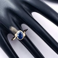 1.60 Ct Oval Mixed Cut Natural Sapphire 14K Gold Ring