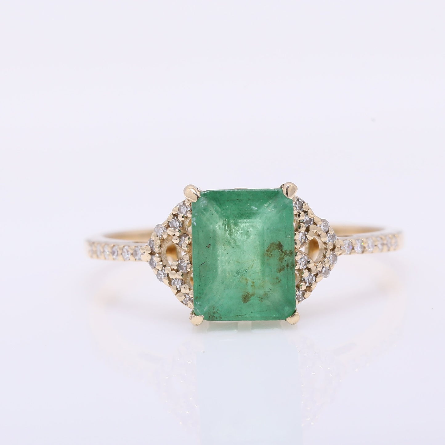 1.02 Ct Octagon Step Cut Natural Emerald 14K Gold Ring