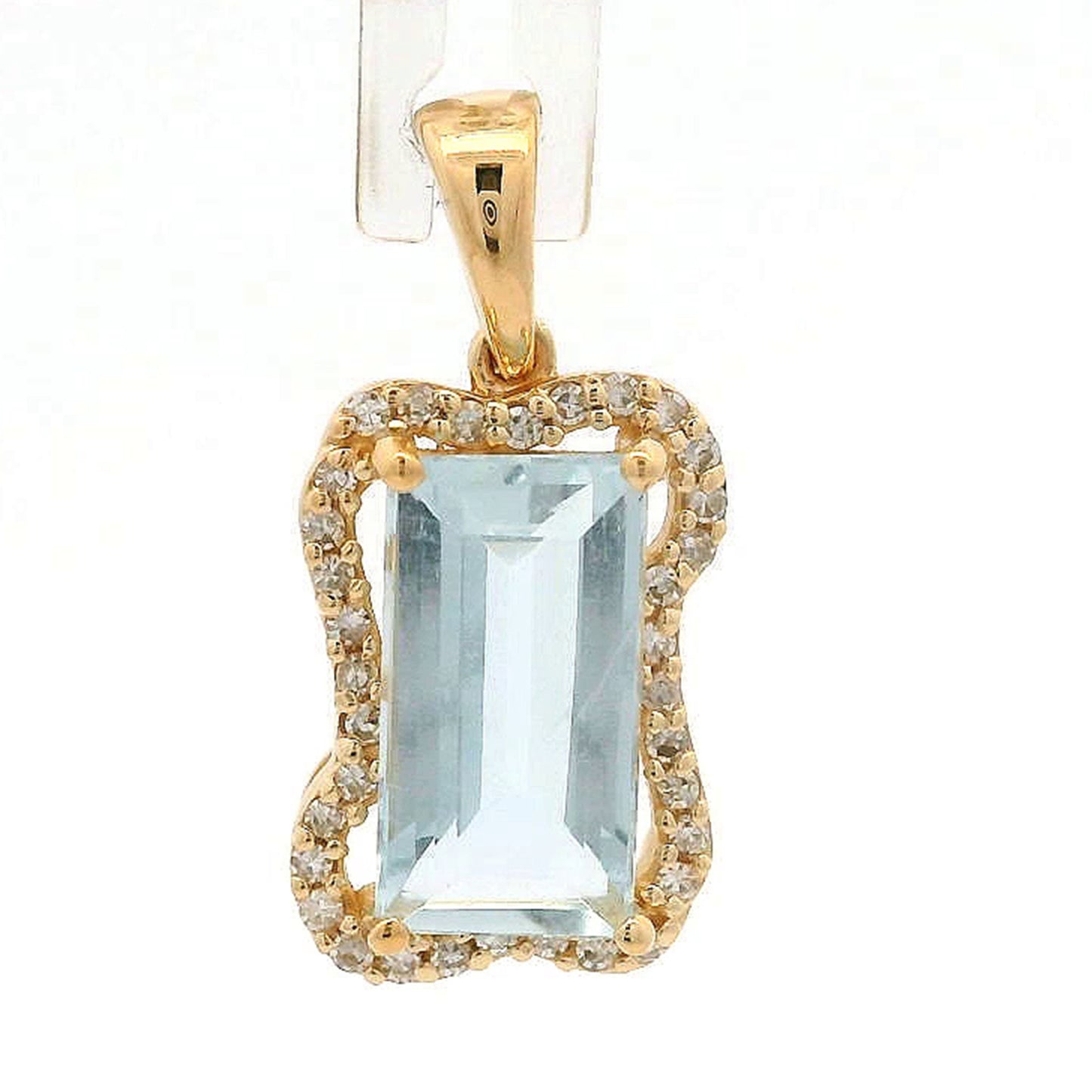 1.56 Ct Baggute Aquamarine 14K Gold Pendant