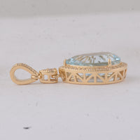 3.74 Ct Pear Aquamarine 9K Gold Pendant