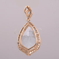 4.88 Ct Pear Mixed Cut Natural Aquamarine 14K Gold Pendant