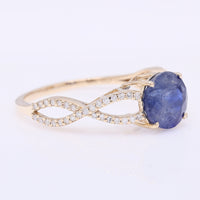 2.42 Ct Round Mixed Cut Natural Sapphire 14K Gold Ring