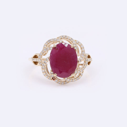 2.99 Ct Oval Ruby 14K Gold Ring