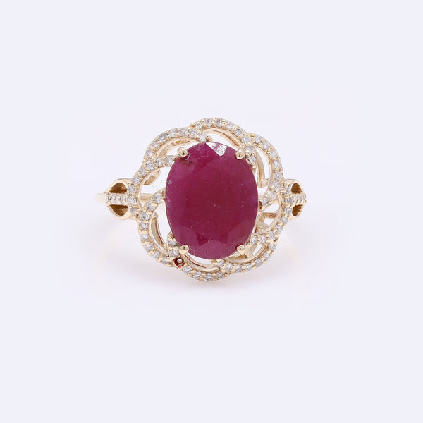 2.99 Ct Oval Ruby 14K Gold Ring