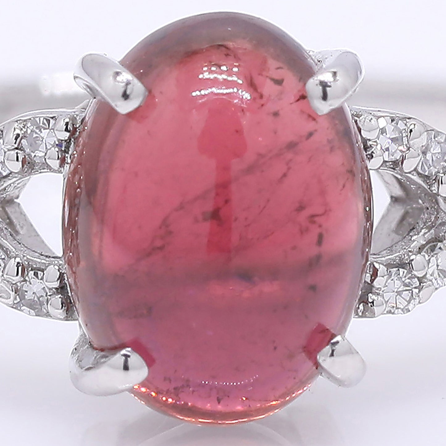 1.75 Ct Oval Cabochon Cut Natural Tourmaline 950 Platinum Ring