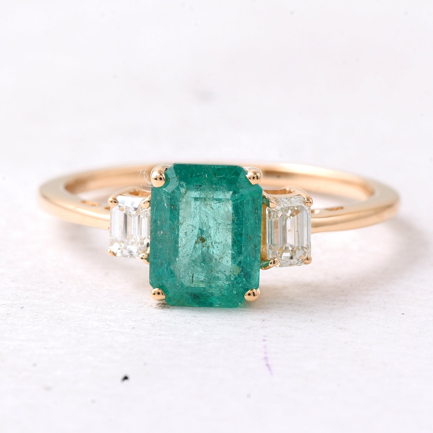 1.74 Ct Octagon Step Cut Natural Emerald 14K Gold Ring