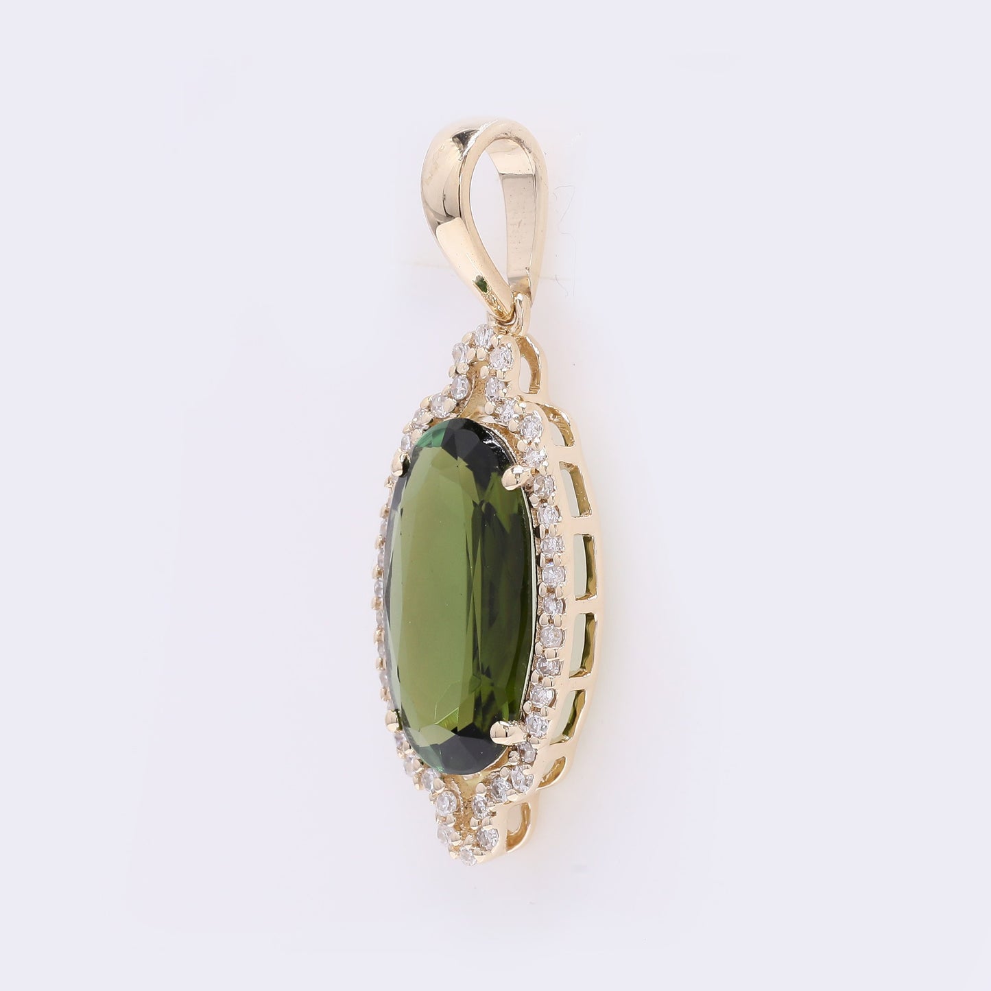 1.94 Ct Oval Mixed Cut Natural Tourmaline 14K Gold Pendant