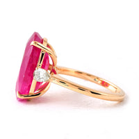 14.71 Ct Cushion Ruby 18K Gold Ring