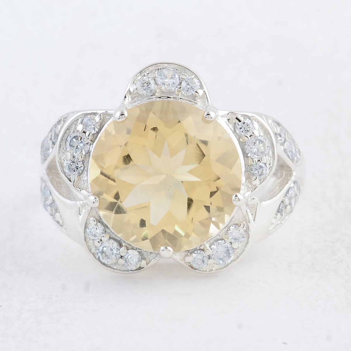 6.69 Ct Round Citrine 925 Sterling Silver Ring