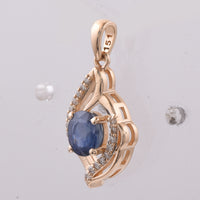 1.19 Ct Oval Natural Sapphire 14K Gold Pendant