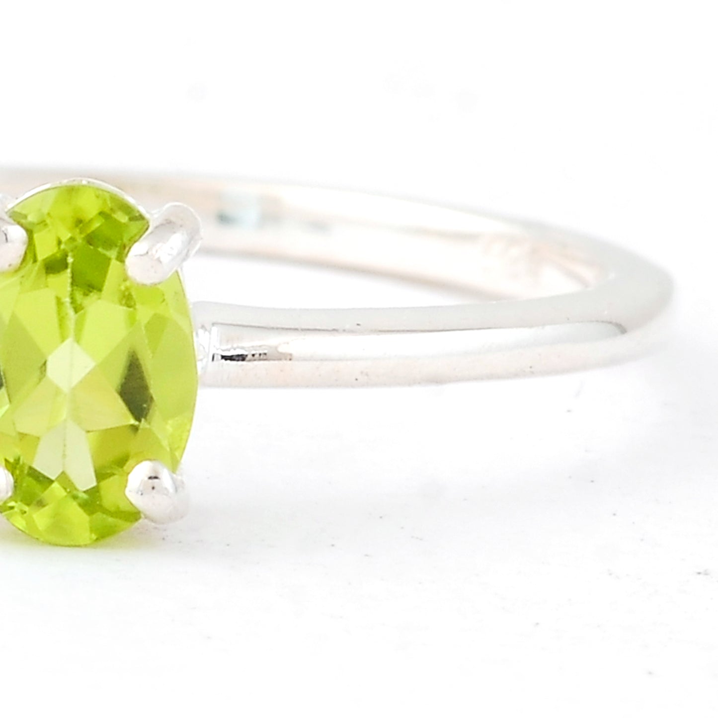 0.57 Ct Oval Peridot, 925 Sterling Silver Ring