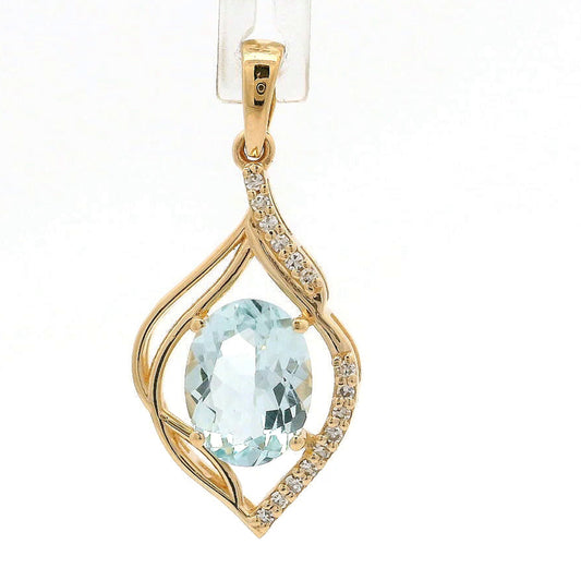 1.01 Ct Oval Aquamarine 14K Gold Pendant