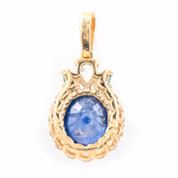 2.50 Ct Oval Mixed Cut Natural Sapphire 14K Gold Pendant