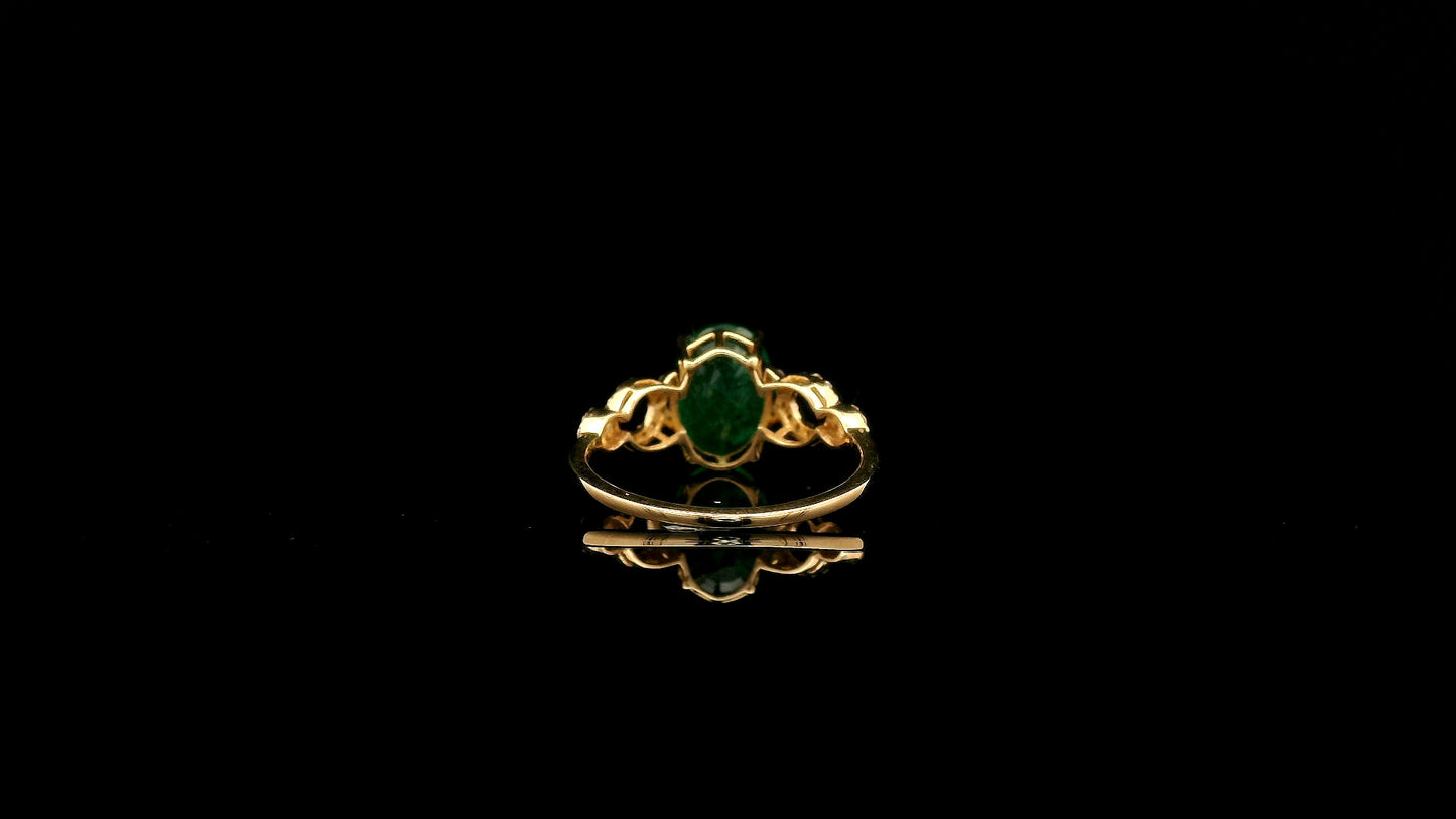 2.18 Ct Oval Natural Emerald 14K Gold Ring