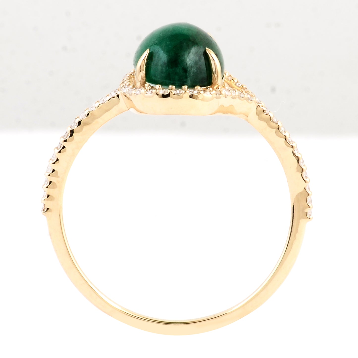 2.43 Ct Oval Cabochon Natural Beryl Emerald 14K Gold Ring