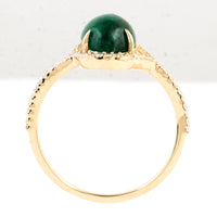 2.43 Ct Oval Cabochon Natural Beryl Emerald 14K Gold Ring