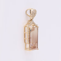 3.62 Ct Rectangle Mixed Cut Natural Sunstone 14K Gold Pendant