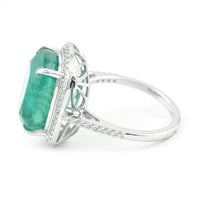 11.70 Ct Rectangular Cushion Mixed Cut Natural Beryl Emerald 950 Platinum Ring
