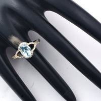 1.70 Ct Oval Mixed Cut Natural Aquamarine 14K Gold Ring