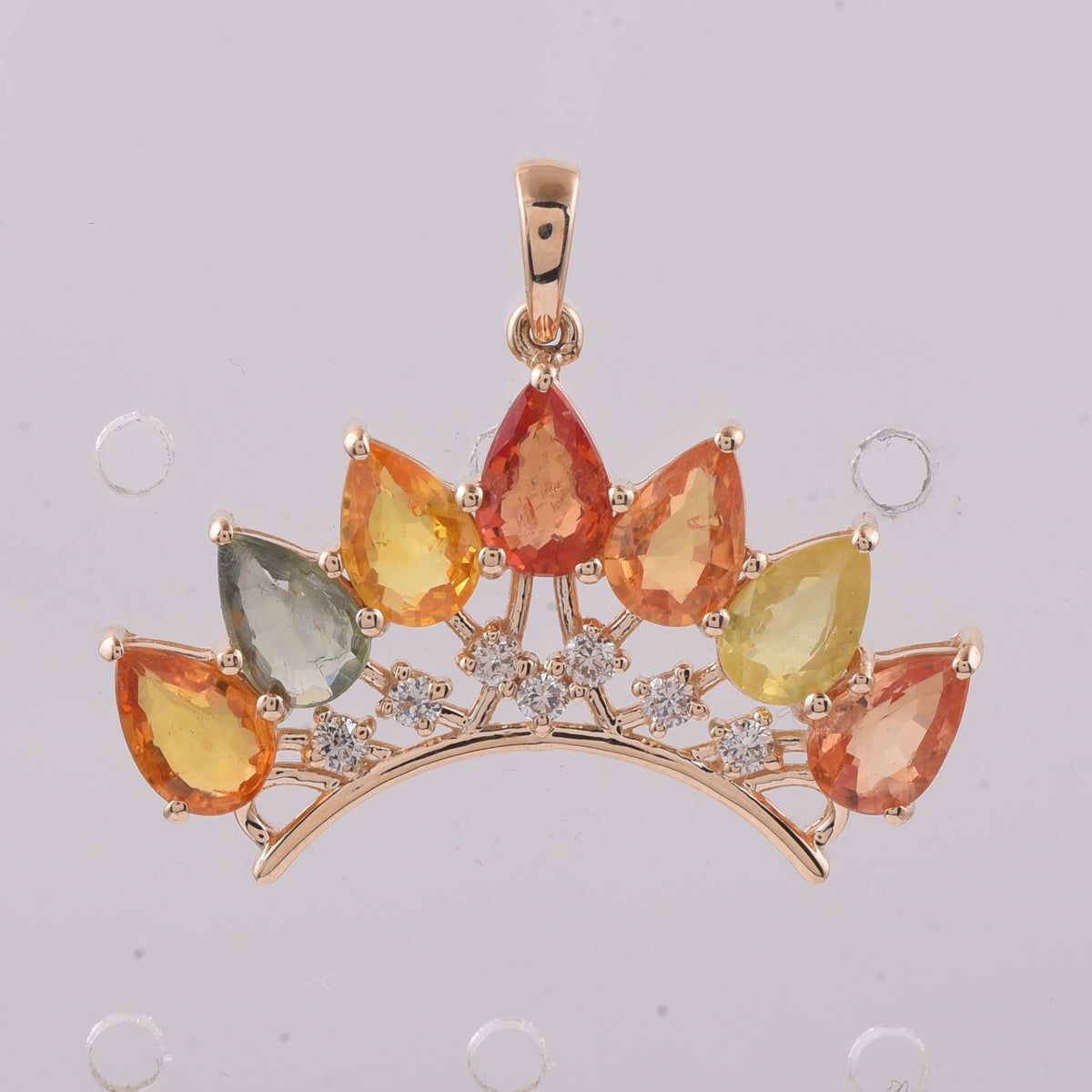 3.56 Ct Pear Natural Multi-Coloured Sapphire 14K Gold Pendant