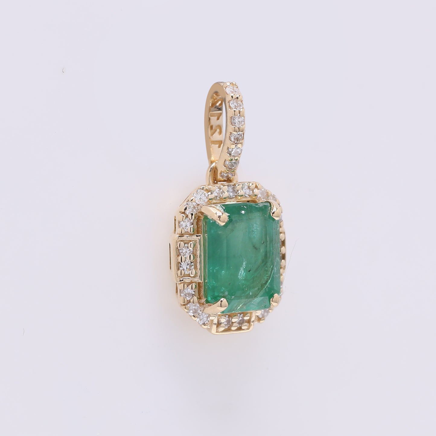 1.09 Ct Octagon Step Cut Natural Emerald 14K Gold Pendant