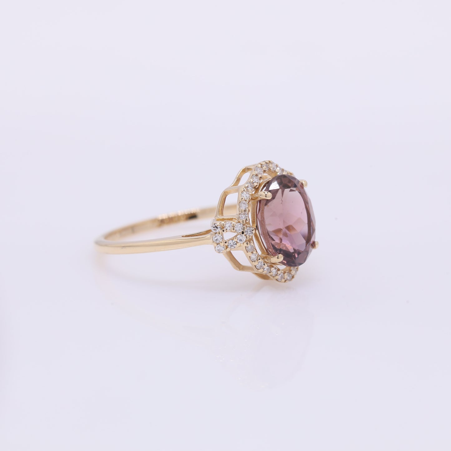 2.23 Ct Oval Mixed Cut Natural Tourmaline 14K Gold Ring