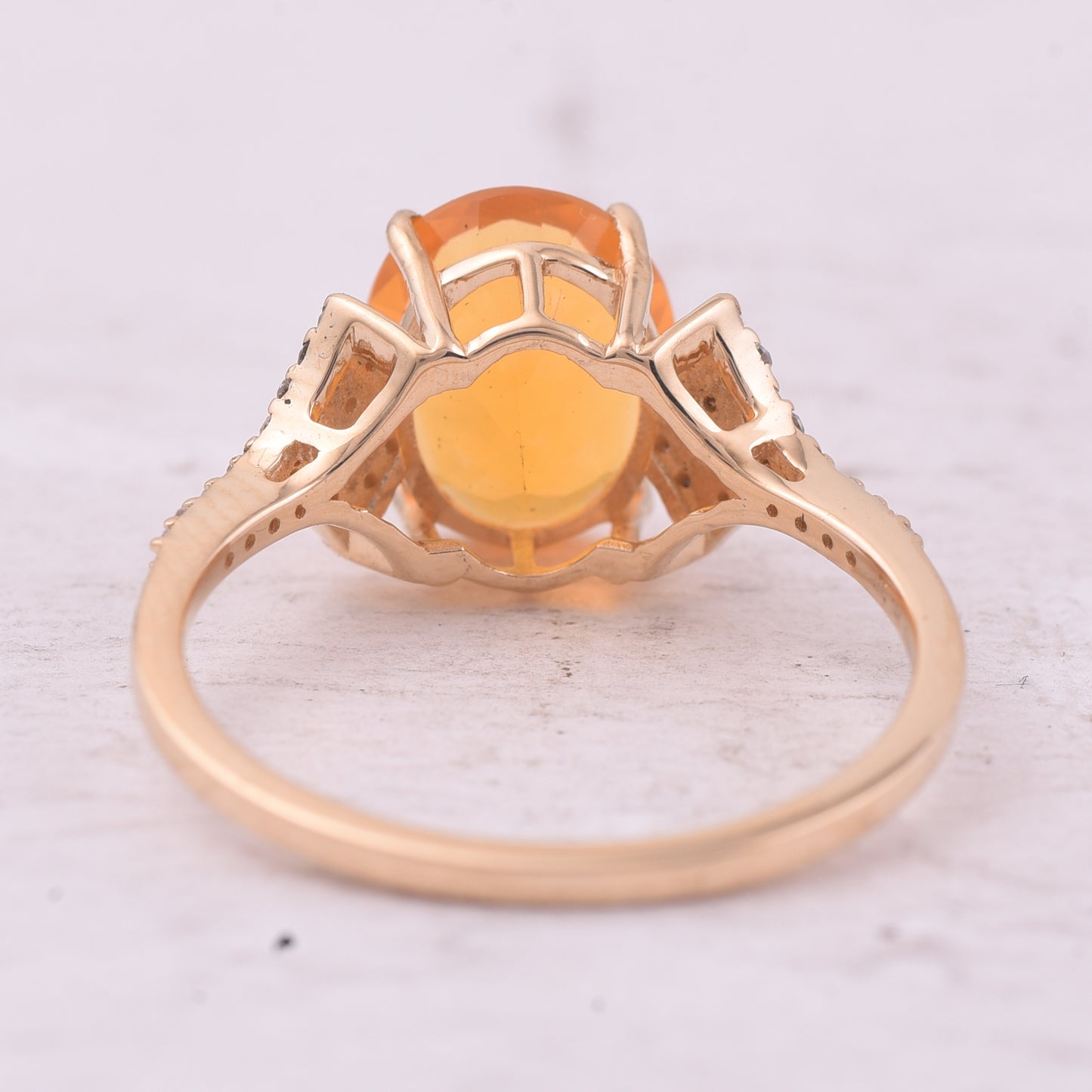 1.78 Ct Oval Mixed Cut Natural Fire Opal 14K Gold Ring