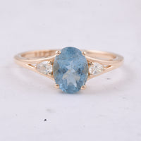 1.40 Ct Oval Natural Aquamarine 14K Gold Ring