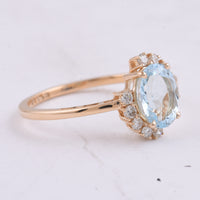 1.30 Ct Oval Natural Aquamarine 14K Gold Ring
