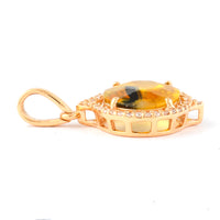3.09 Ct Oval Mixed Cut Natural Bi Coloured Sapphire 14K Gold Pendant