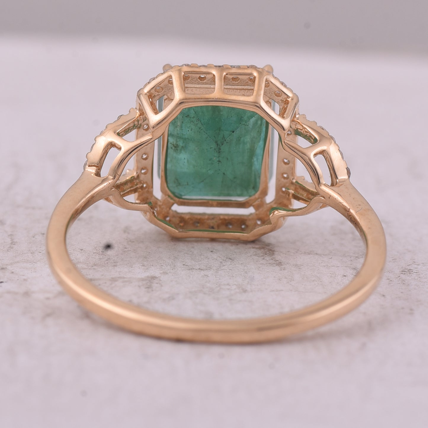 2.80 Ct Octagon Step Cut Natural Emerald 14K Gold Ring