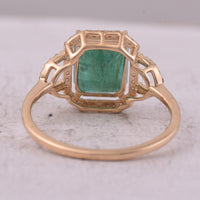 2.80 Ct Octagon Step Cut Natural Emerald 14K Gold Ring