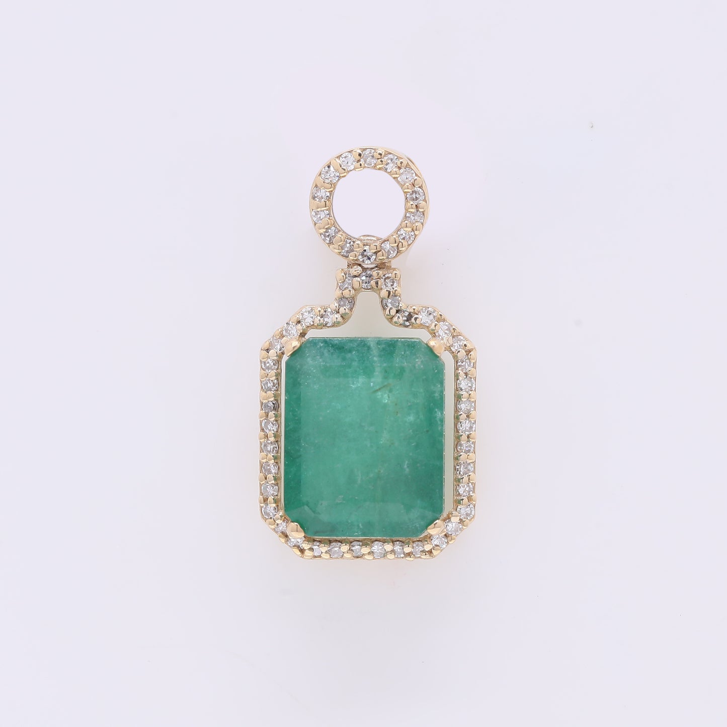 3.64 Ct Octagon Step Cut Natural Emerald 14K Gold Pendant