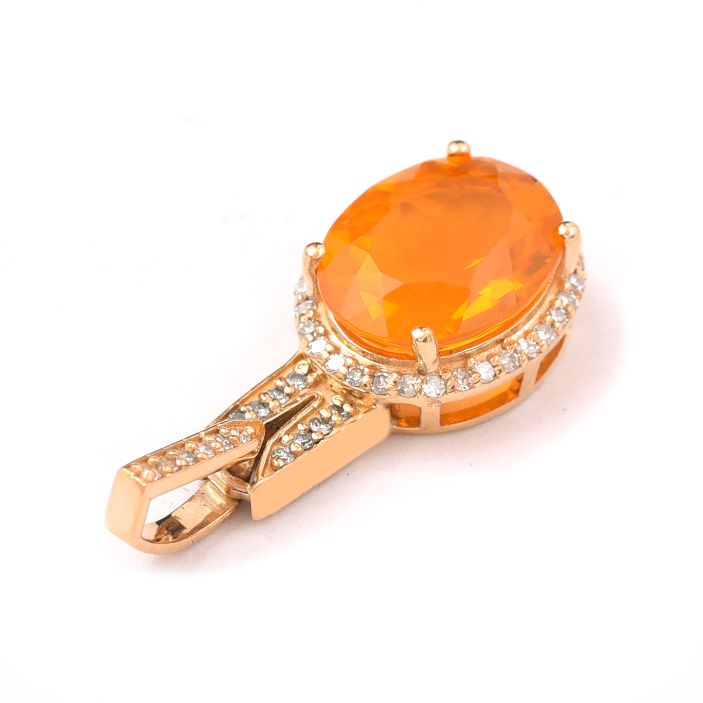 1.88 Ct Oval Mixed Cut Natural Fire Opal 14K Gold Pendant