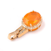 1.88 Ct Oval Mixed Cut Natural Fire Opal 14K Gold Pendant