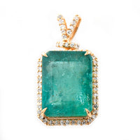 6.22 Ct Octagon Step Cut Natural Emerald 14K Gold Pendant