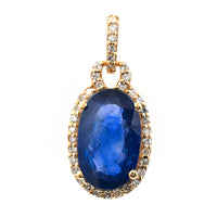 2.42 Ct Oval Mixed Cut Natural Sapphire 14K Gold Pendant