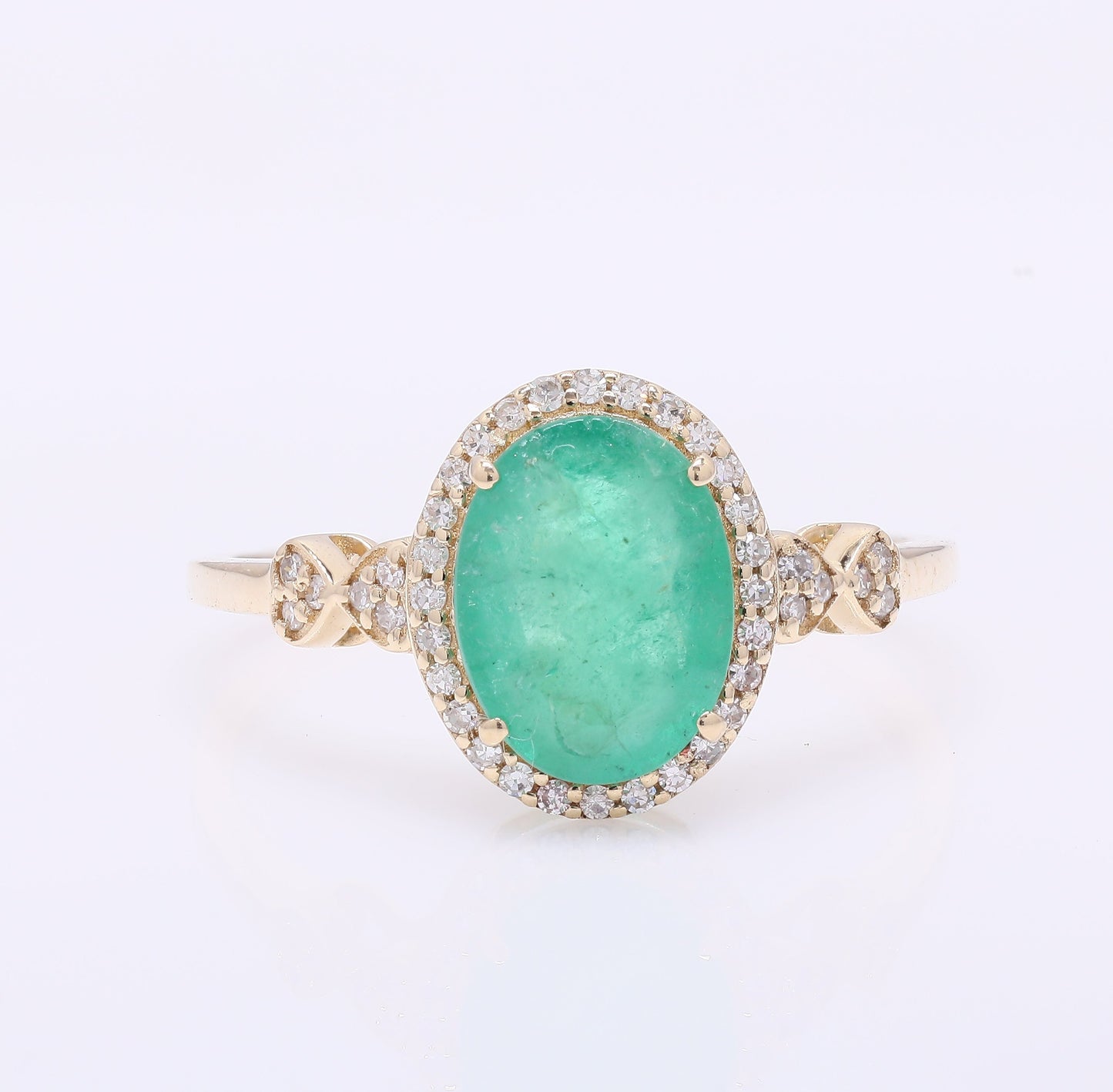 1.89 Ct Cushion Mixed Cut Natural Emerald 14K Gold Ring