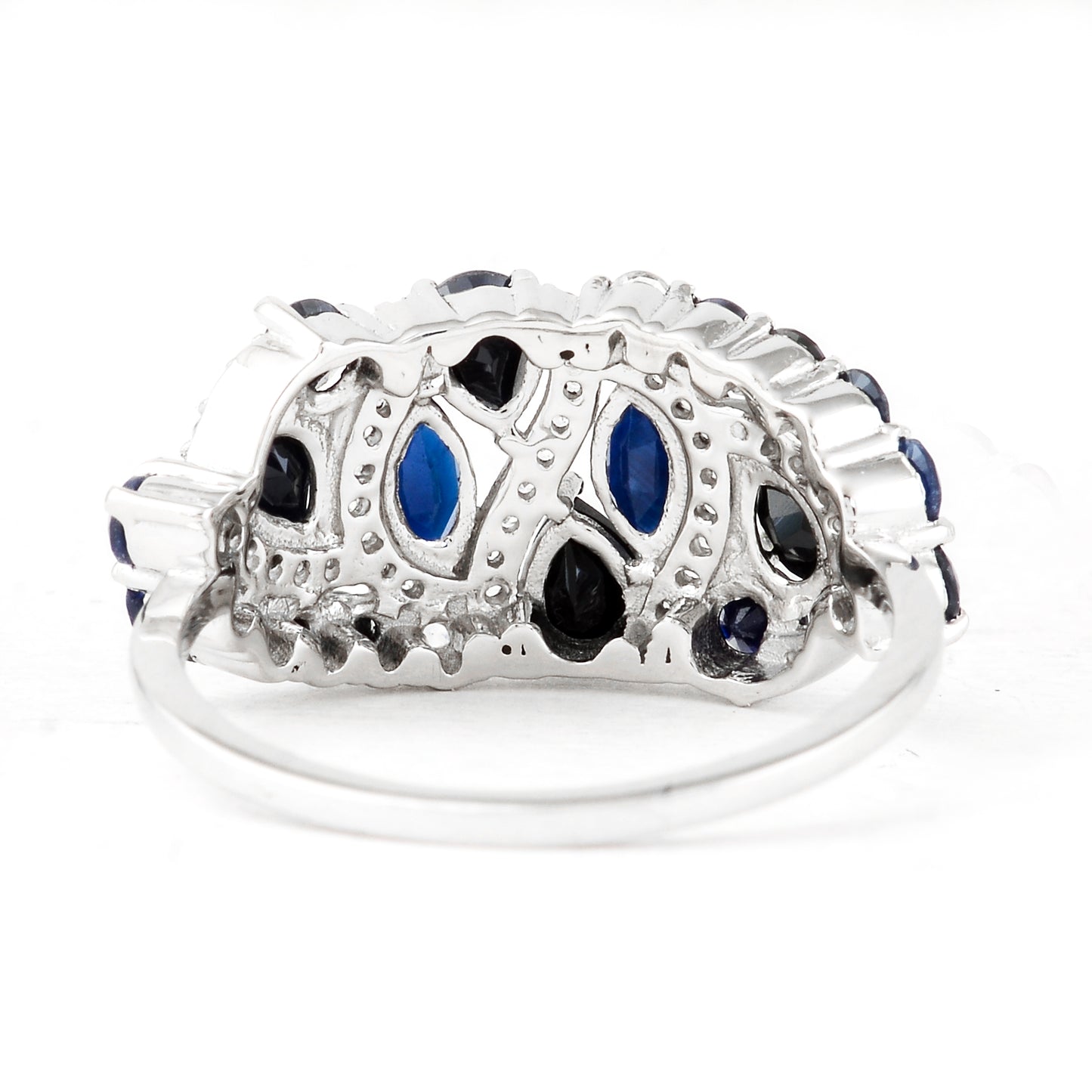 2.42 Ct Marquise Mixed Cut, Round Mixed Cut, Pear Mixed Cut Natural Sapphire 950 Platinum Ring