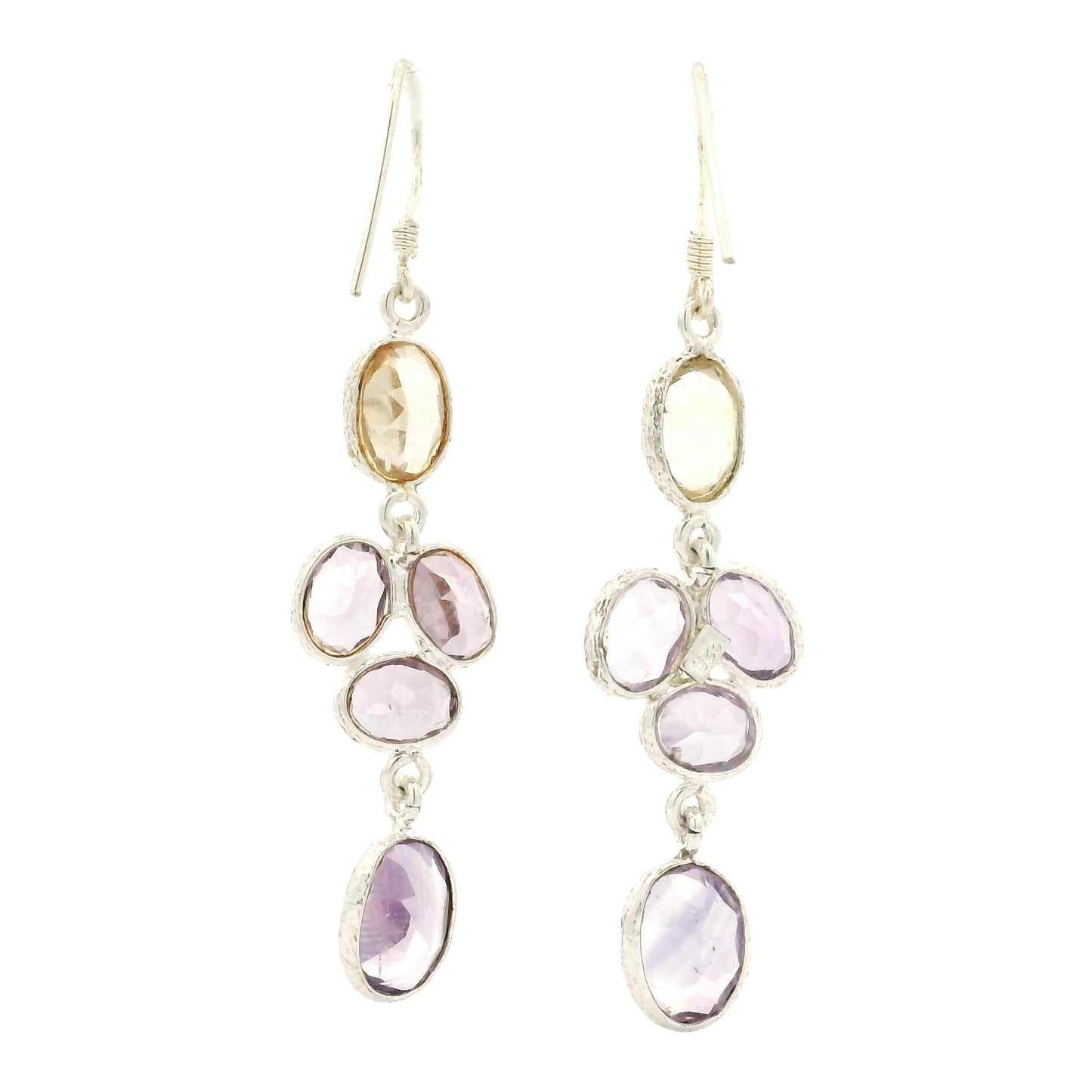10.08 Ct Citrine, Amethyst 925 Sterling Silver Earrings