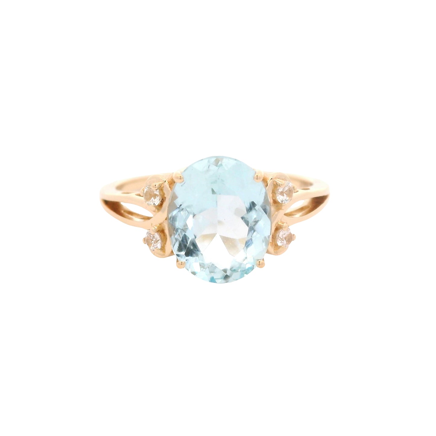 2.09 Ct Oval Aquamarine 14K Gold Ring