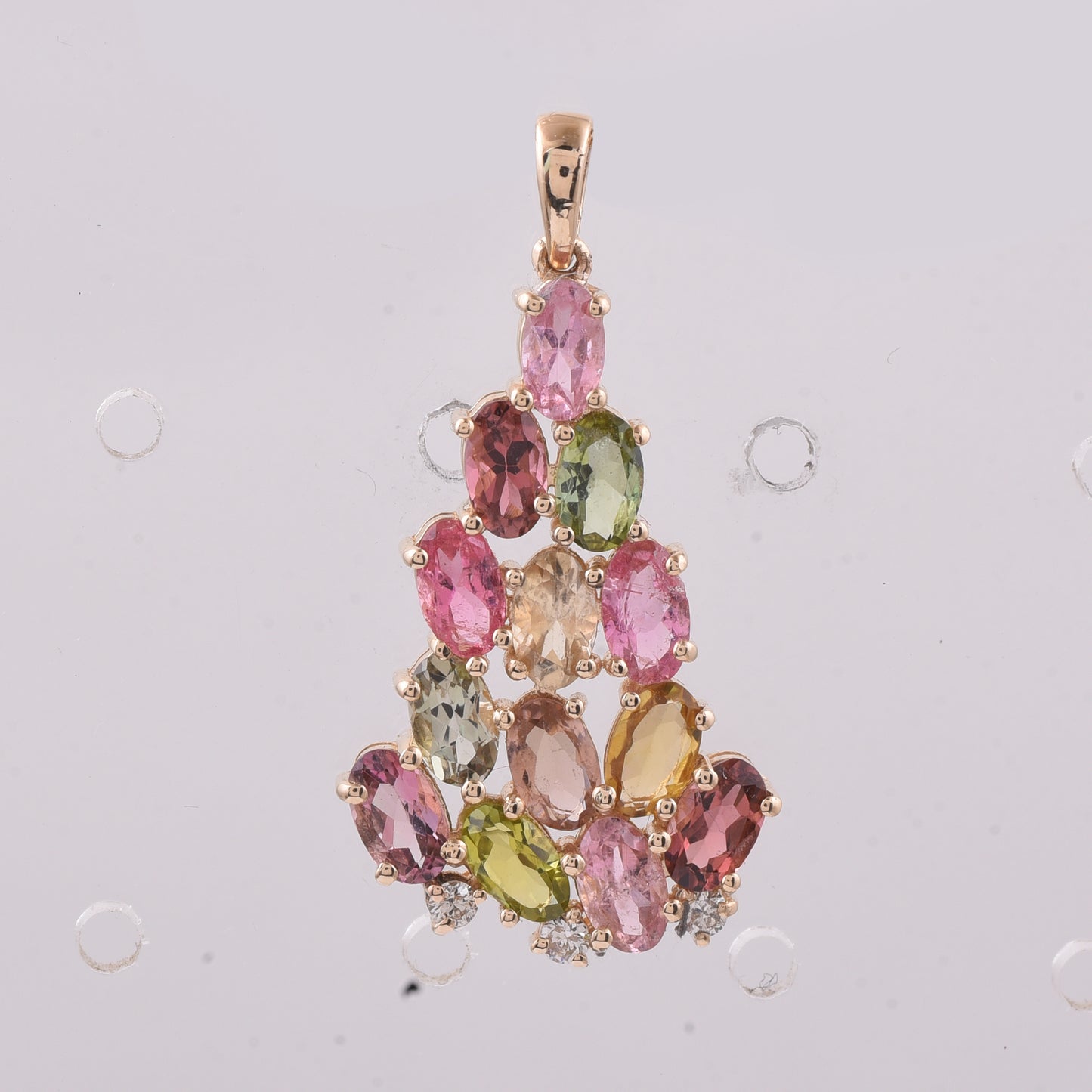 2.70 Ct Oval Natural Multi-Coloured Tourmaline 14K Gold Pendant