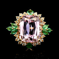 10.25 Ct Cushion Kunzite 14K Gold Ring