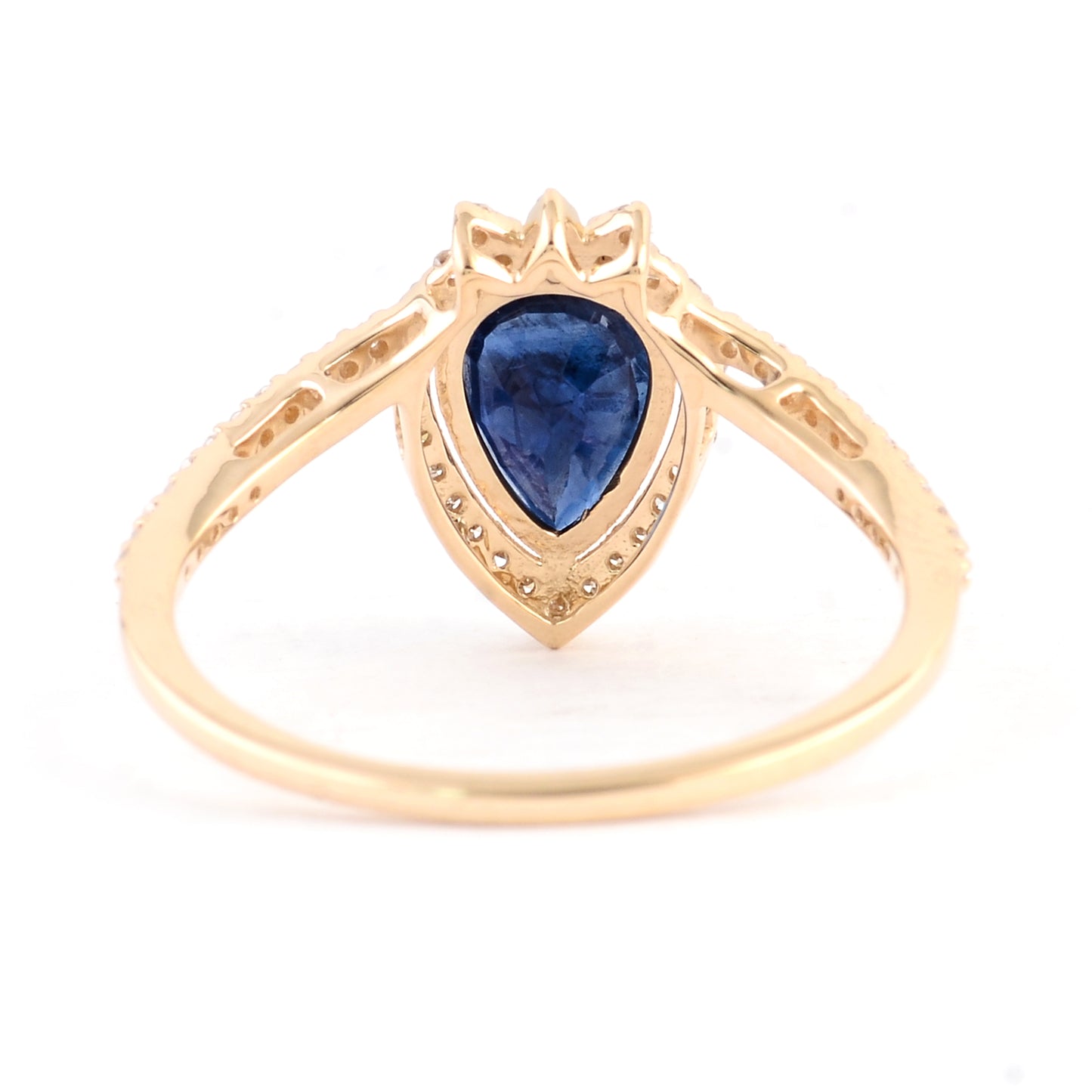 1.41 Ct Pear Mixed Cut Natural Corundum Sapphire 14K Gold Ring