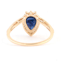 1.41 Ct Pear Mixed Cut Natural Corundum Sapphire 14K Gold Ring
