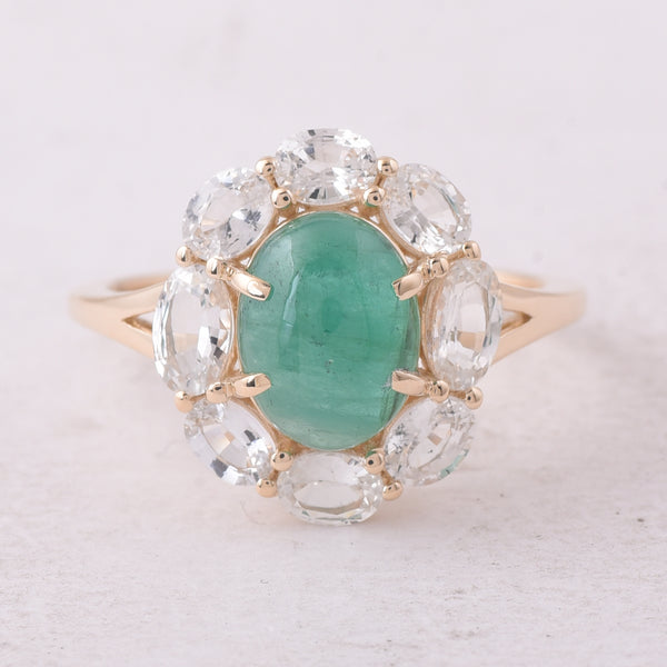 3.79 Ct Oval Emerald 9K Gold Ring